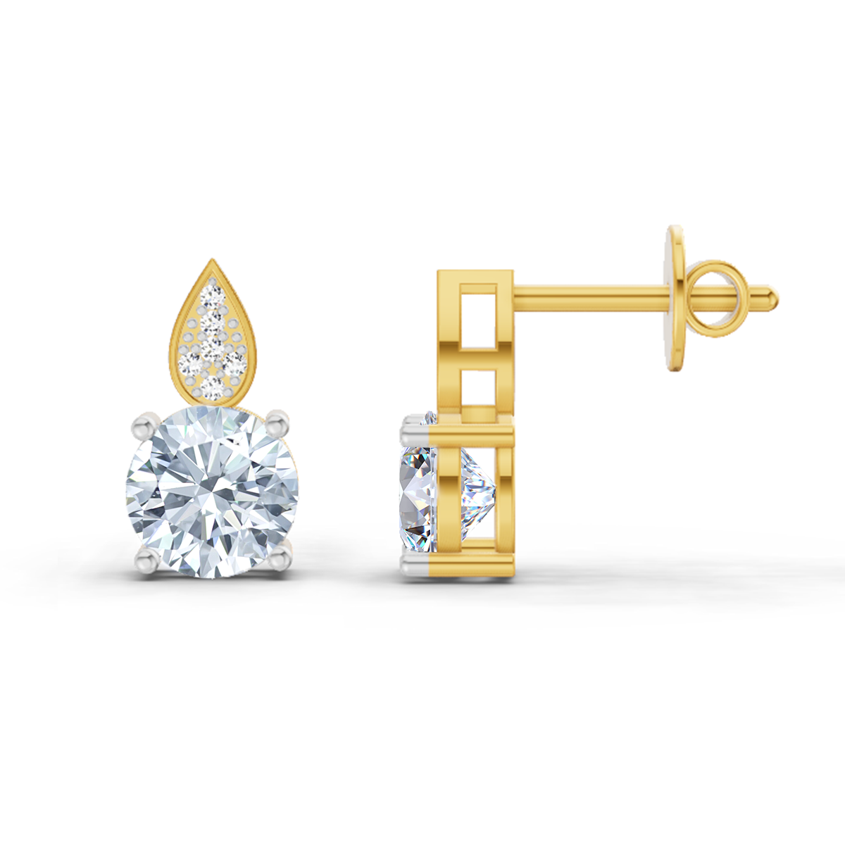 3.27 Carat Round Dangle Earrings 14K