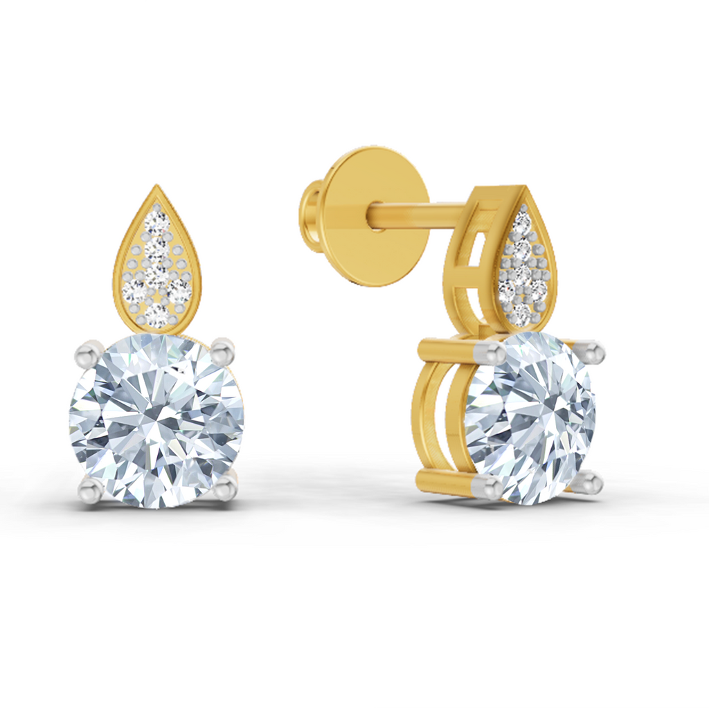 3.27 Carat Round Dangle Earrings 14K