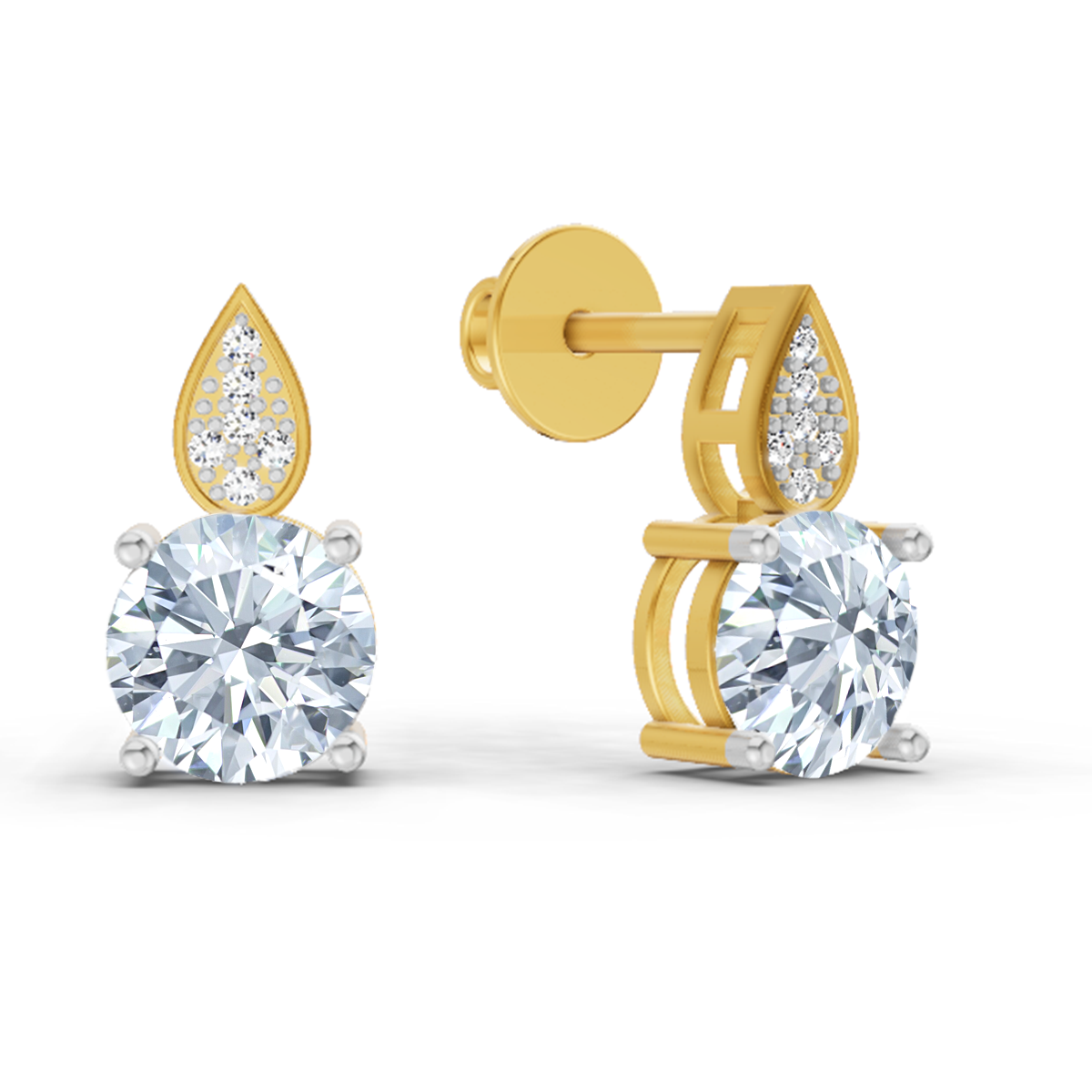 3.27 Carat Round Dangle Earrings 14K