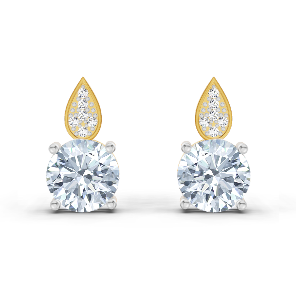 3.27 Carat Round Dangle Earrings 14K