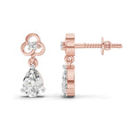 1.22 Carat Pear Shape Dangle Diamond Earrings 14K - Rose Gold
