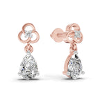 1.22 Carat Pear Shape Dangle Diamond Earrings 14K - Rose Gold