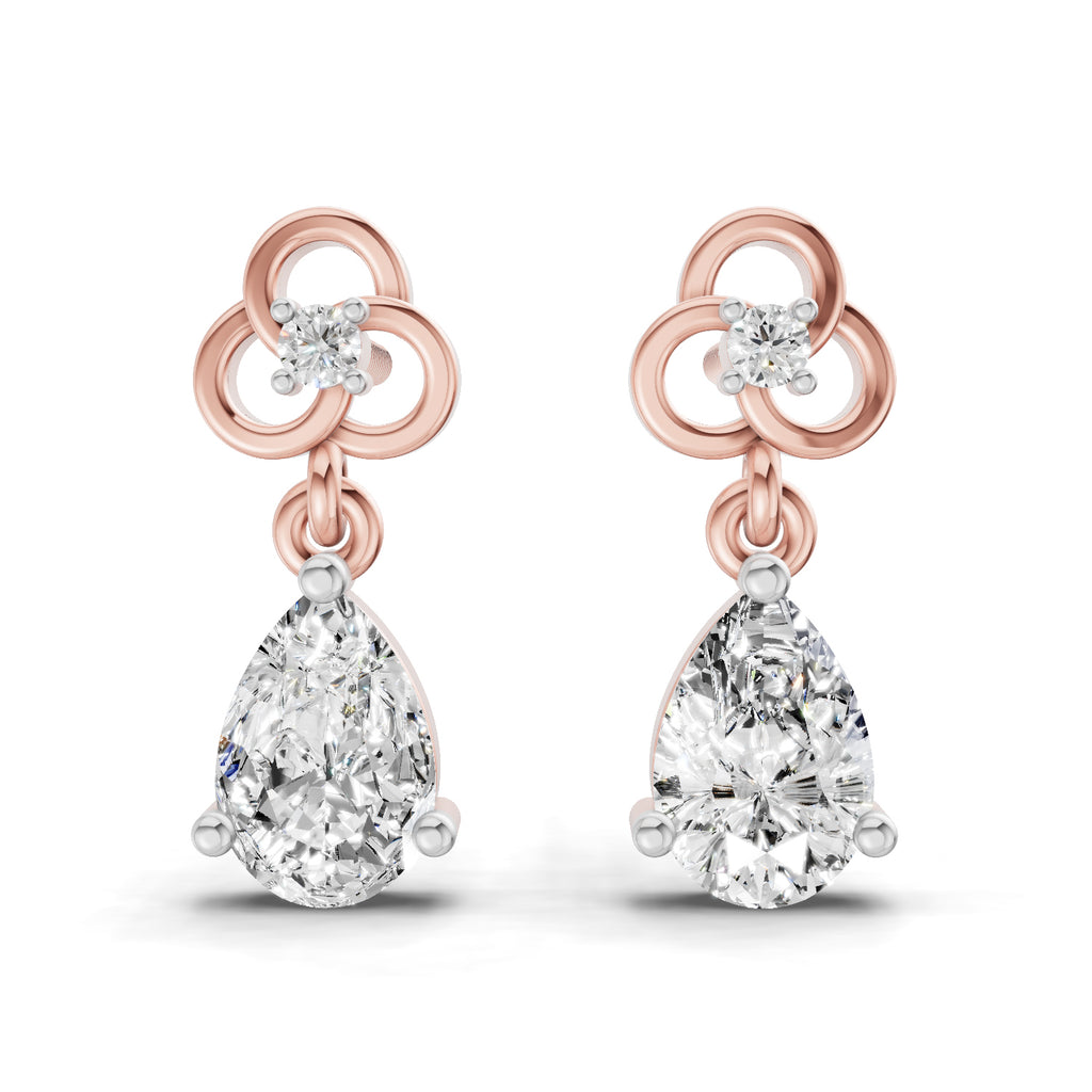 1.22 Carat Pear Shape Dangle Diamond Earrings 14K - Rose Gold