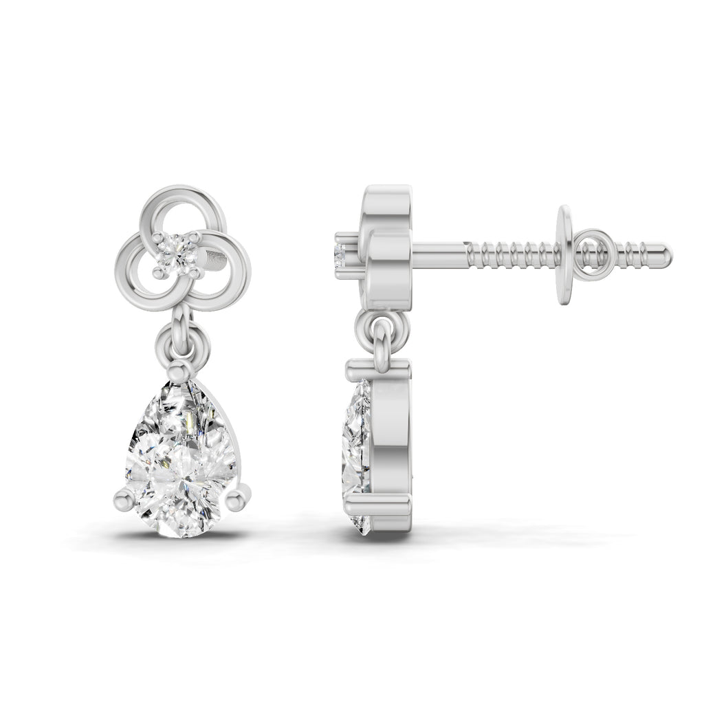 1.22 Carat Pear Shape Dangle Diamond Earrings 14K - White Gold