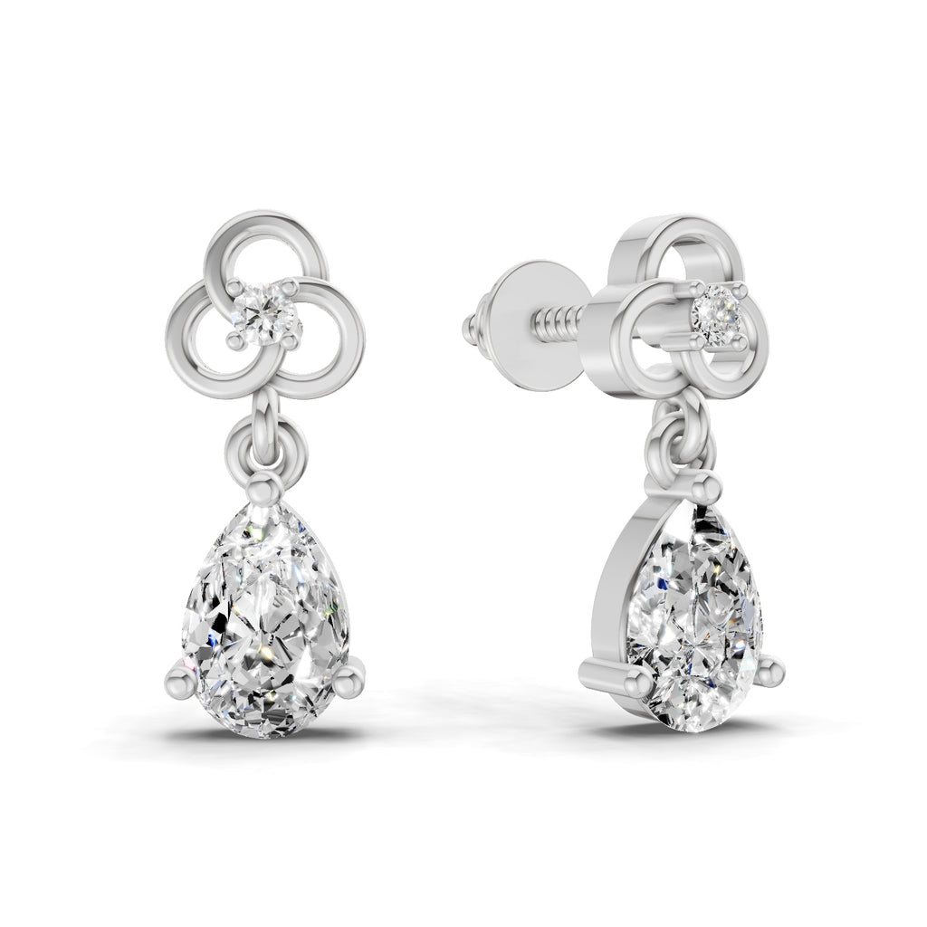 1.22 Carat Pear Shape Dangle Diamond Earrings 14K - White Gold
