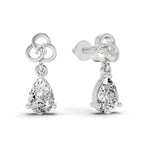 1.22 Carat Pear Shape Dangle Diamond Earrings 14K - White Gold