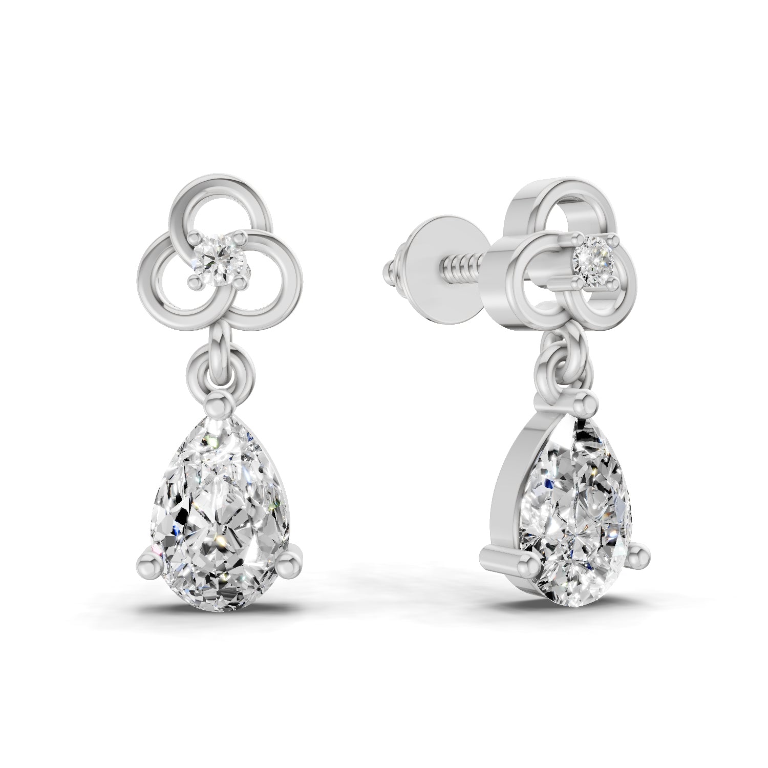1.22 Carat Pear Shape Dangle Diamond Earrings 14K - White Gold