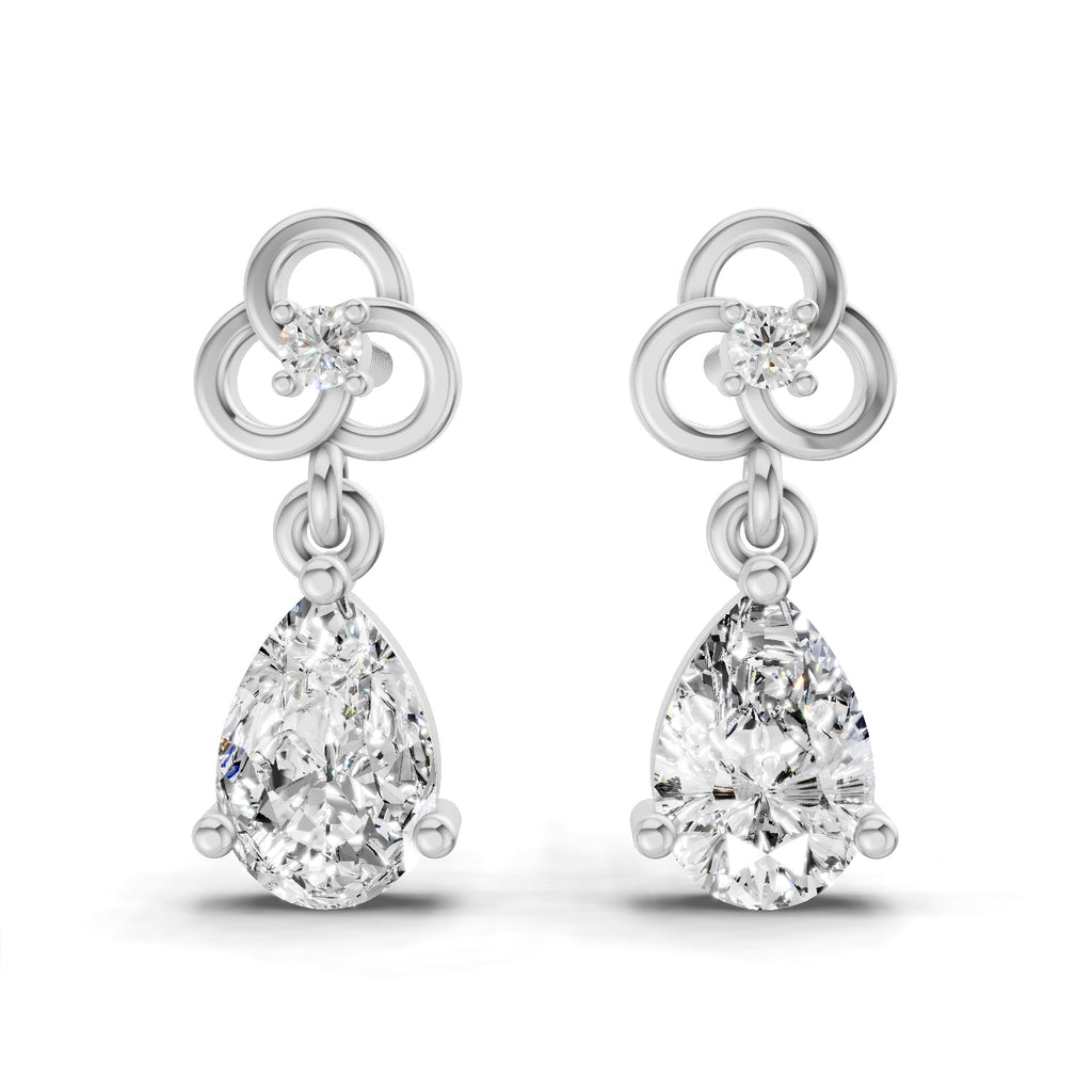 1.22 Carat Pear Shape Dangle Diamond Earrings 14K - White Gold