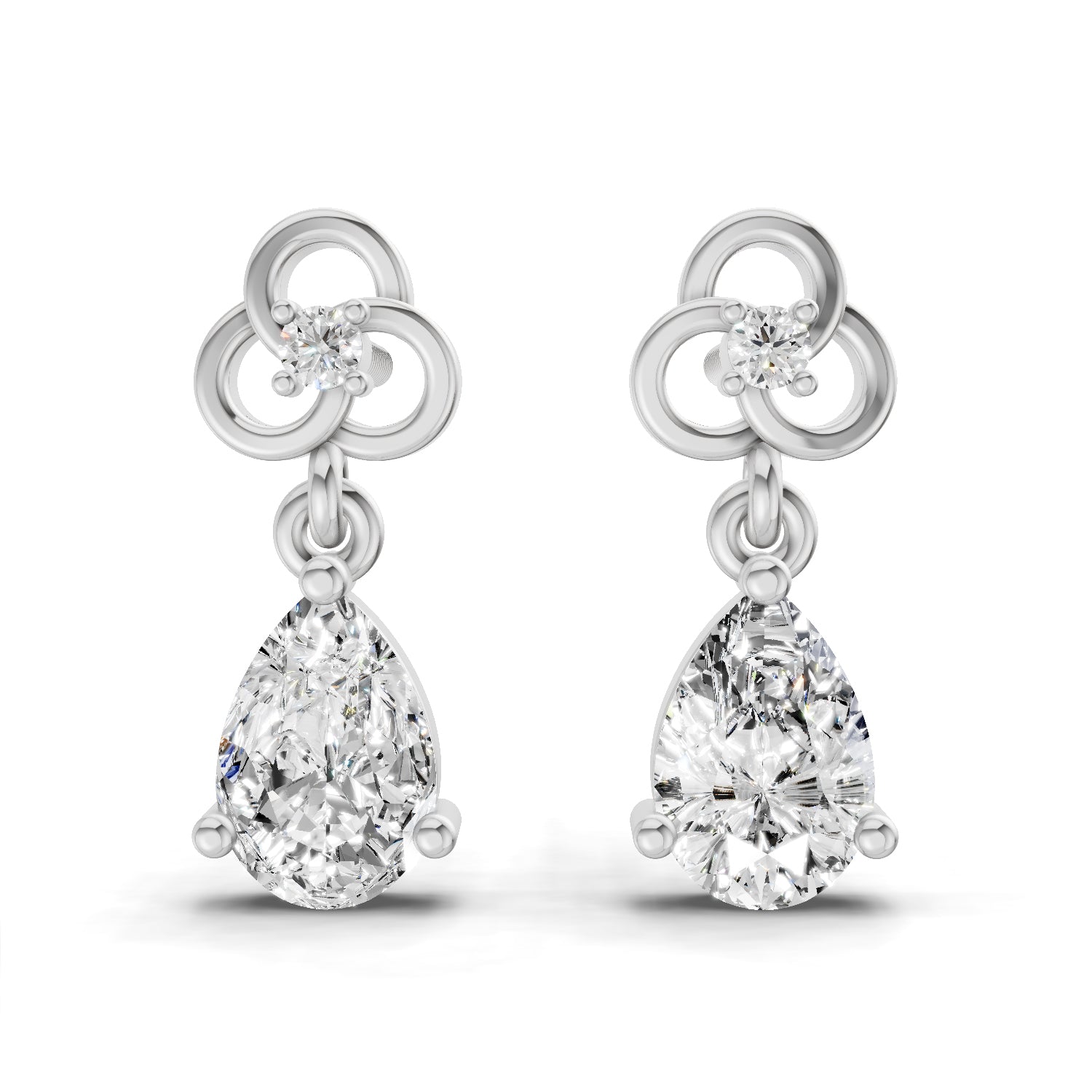 1.22 Carat Pear Shape Dangle Diamond Earrings 14K - White Gold