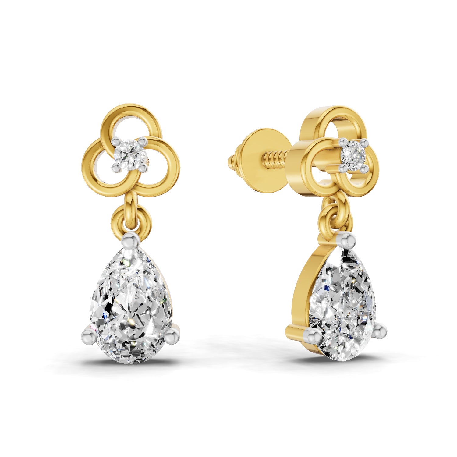 1.22 Carat Pear Shape Dangle Diamond Earrings 14K