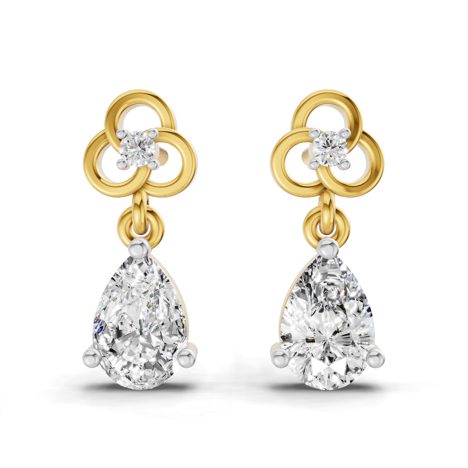 1.22 Carat Pear Shape Dangle Diamond Earrings 14K