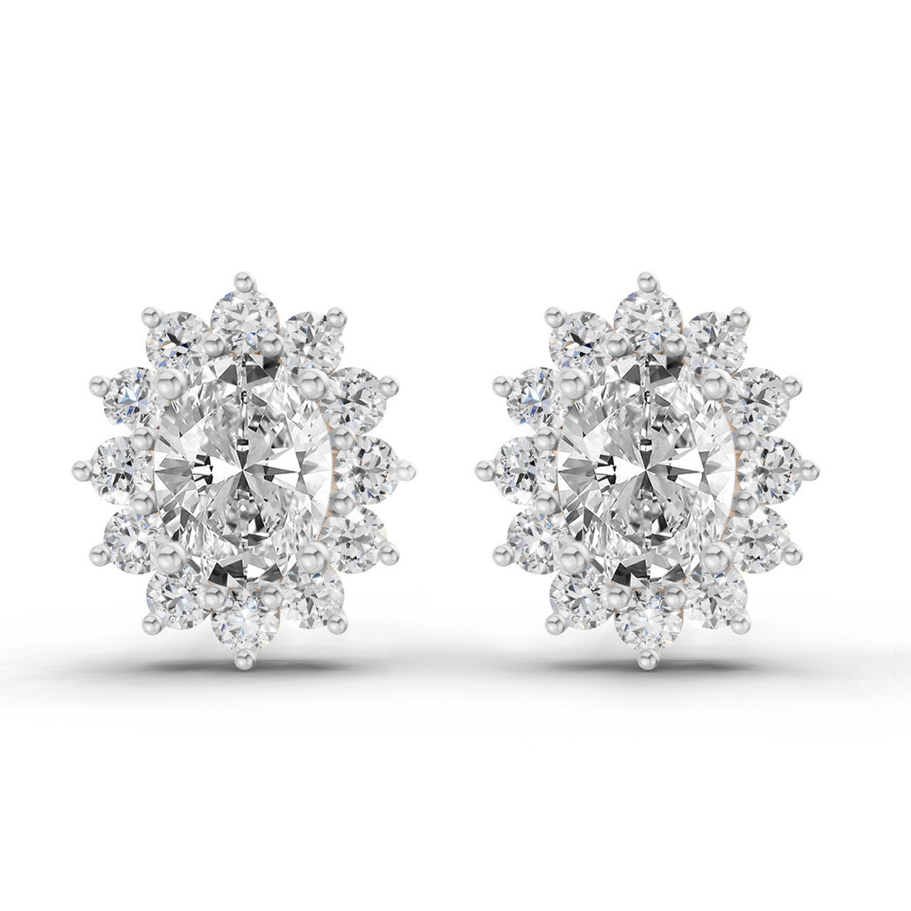 0.80 Carat Oval Cluster Diamond Stud Earrings 14K - Rose Gold