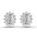 0.80 Carat Oval Cluster Diamond Stud Earrings 14K - Rose Gold