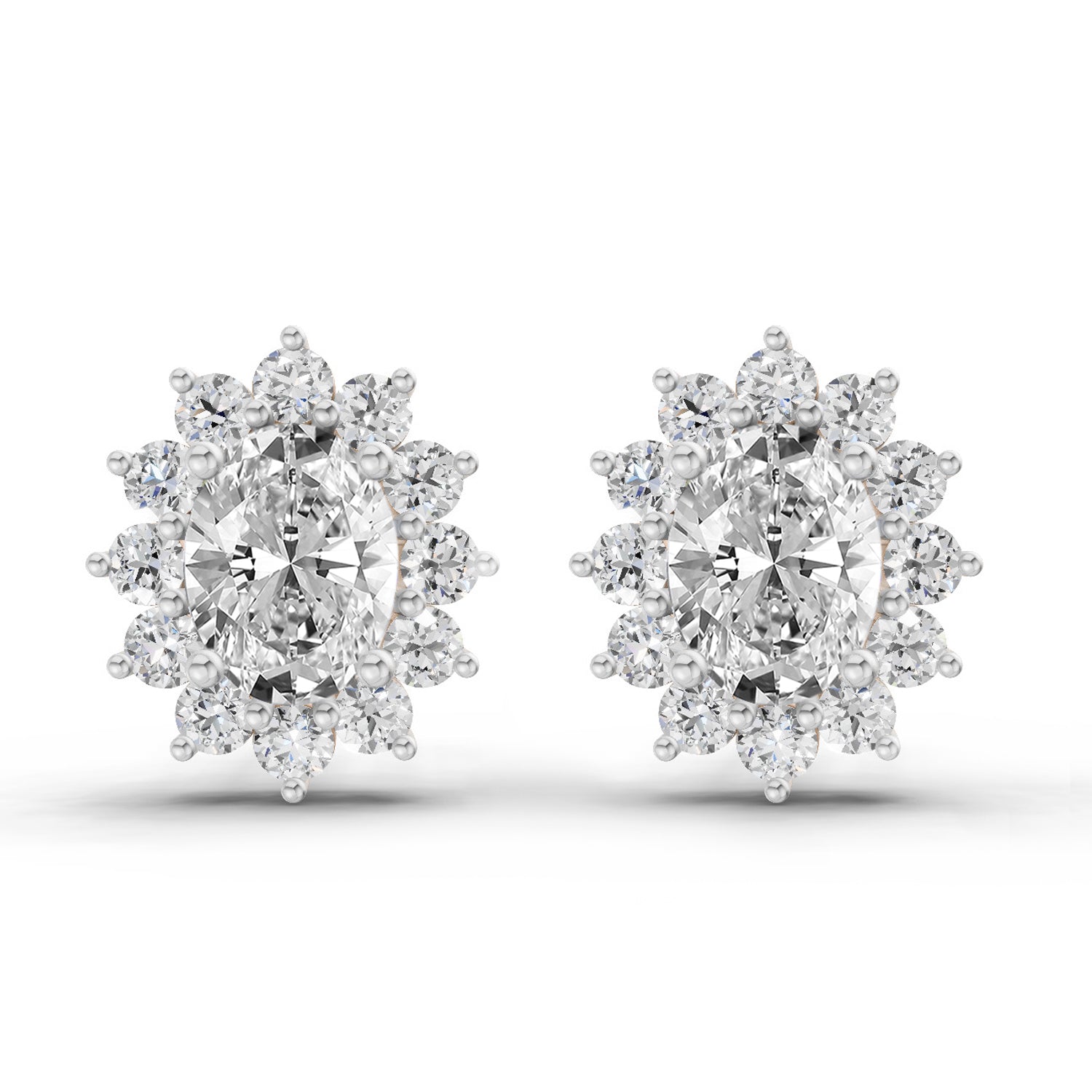0.80 Carat Oval Cluster Diamond Stud Earrings 14K - Rose Gold