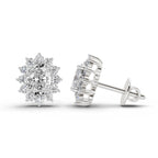 0.80 Carat Oval Cluster Diamond Stud Earrings 14K - White Gold