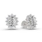 0.80 Carat Oval Cluster Diamond Stud Earrings 14K - White Gold