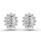 0.80 Carat Oval Cluster Diamond Stud Earrings 14K - White Gold