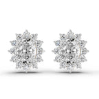 0.80 Carat Oval Cluster Diamond Stud Earrings 14K