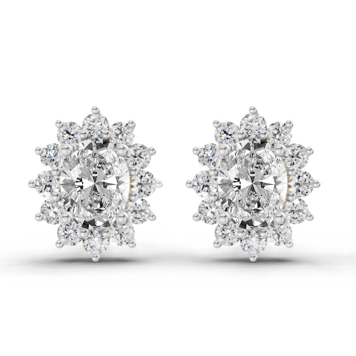 0.80 Carat Oval Cluster Diamond Stud Earrings 14K