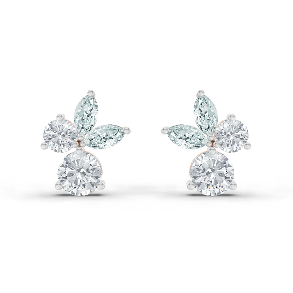 1.08 Carat Floral Stud Earrings 14K - Rose Gold