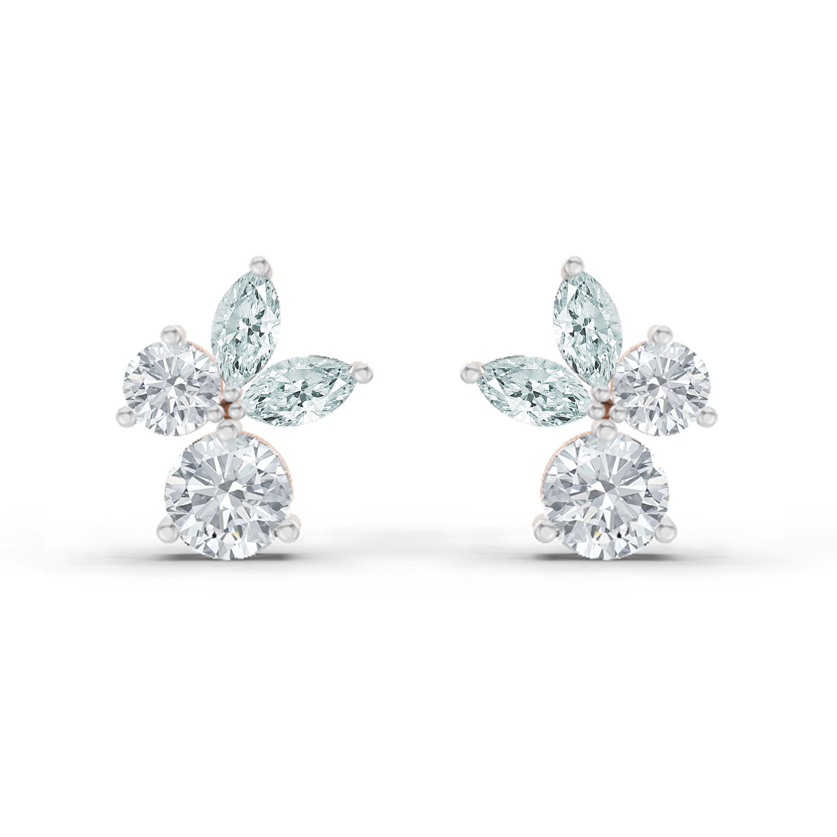 1.08 Carat Floral Stud Earrings 14K - Rose Gold