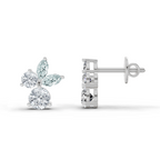 1.08 Carat Floral Stud Earrings 14K - White Gold