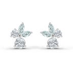 1.08 Carat Floral Stud Earrings 14K - White Gold