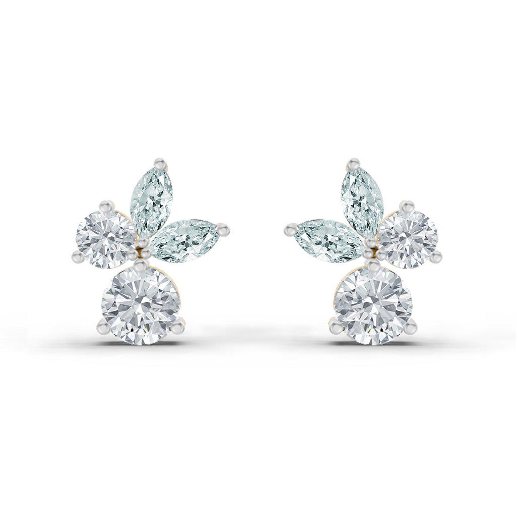 1.08 Carat Floral Stud Earrings 14K