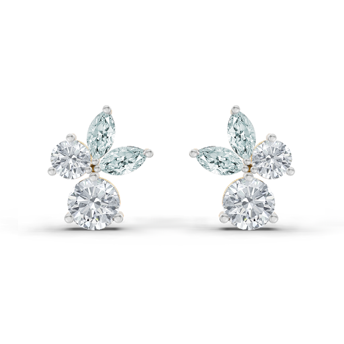 1.08 Carat Floral Stud Earrings 14K