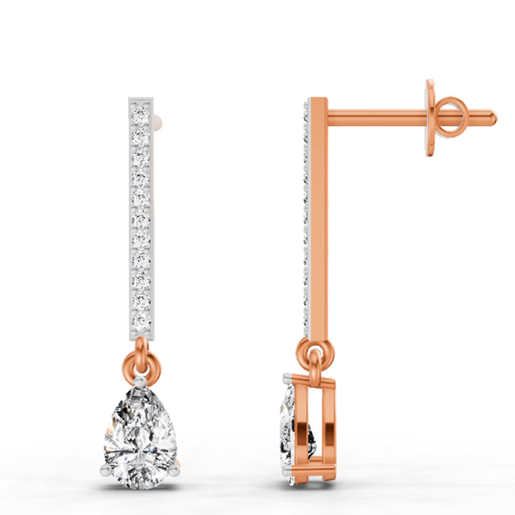1.11 Carat Pear Shape Dangle Diamond Earrings 14K - Rose Gold