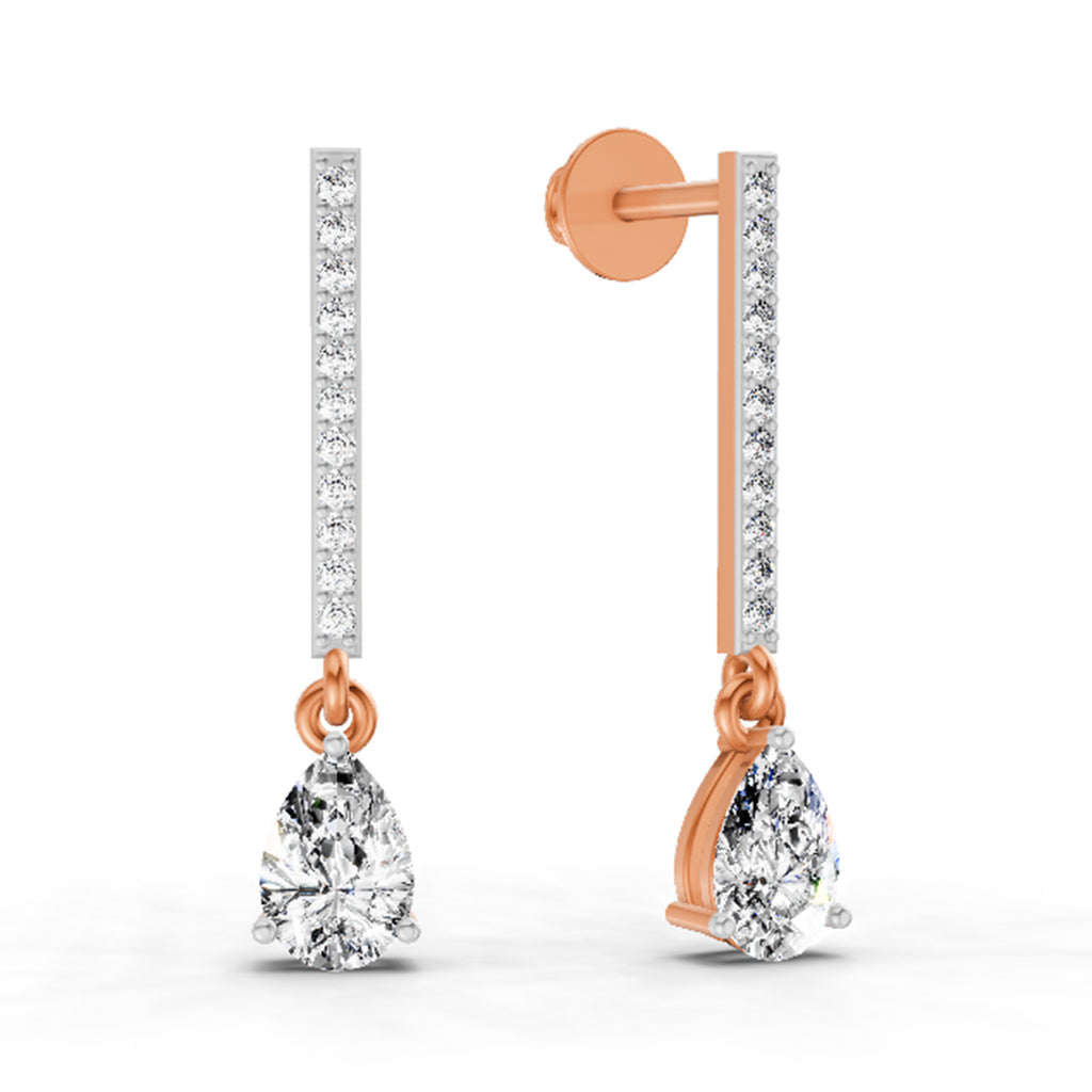 1.11 Carat Pear Shape Dangle Diamond Earrings 14K - Rose Gold