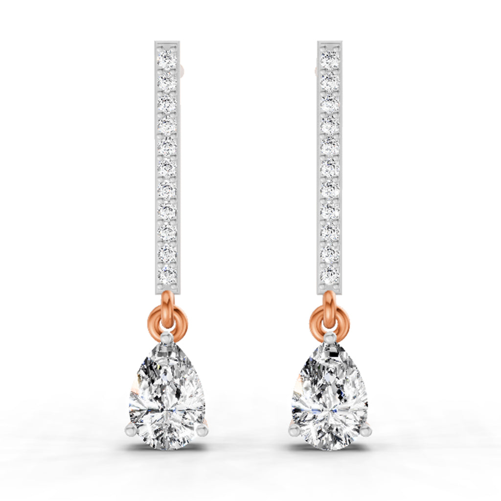1.11 Carat Pear Shape Dangle Diamond Earrings 14K - Rose Gold
