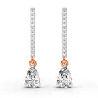 1.11 Carat Pear Shape Dangle Diamond Earrings 14K - Rose Gold