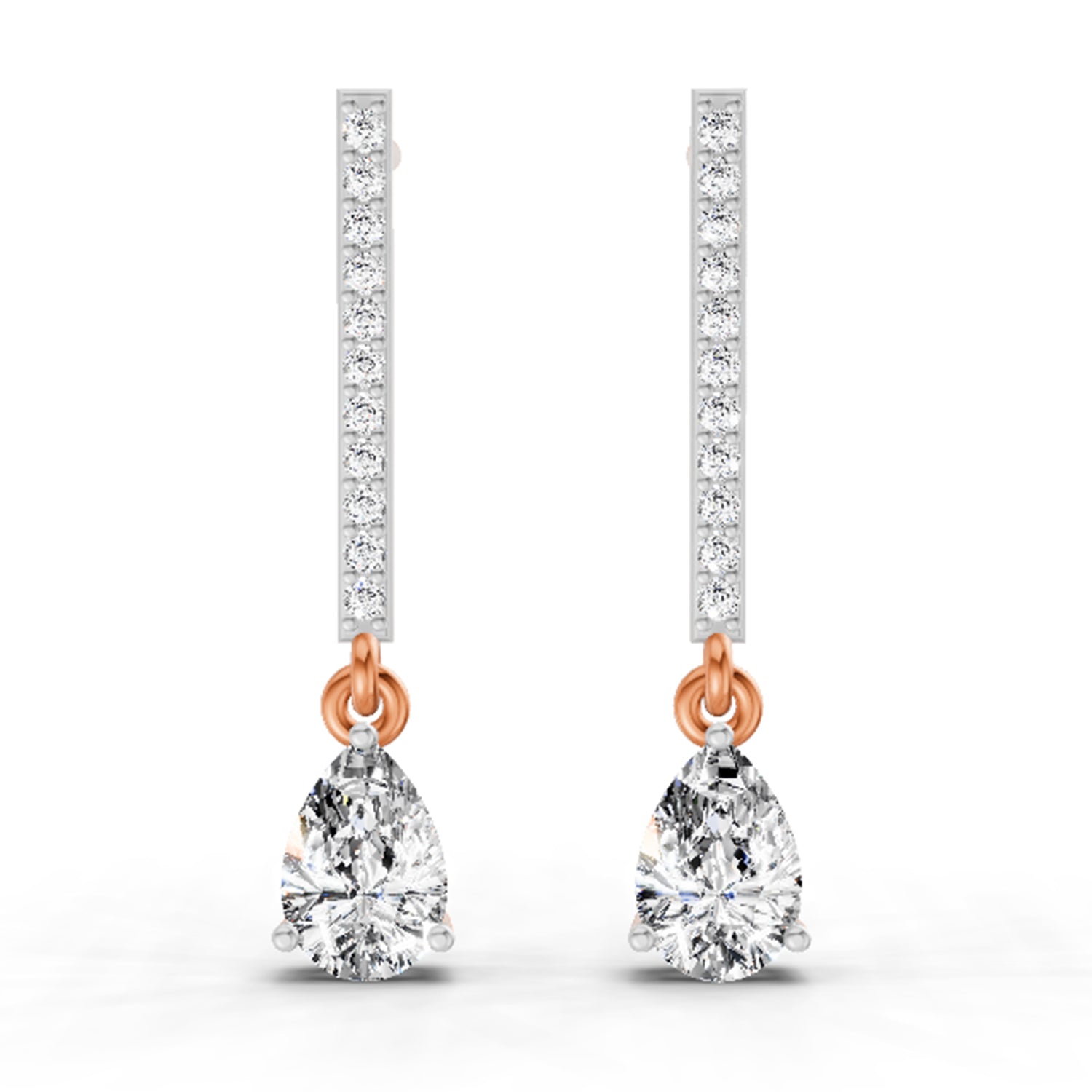 1.11 Carat Pear Shape Dangle Diamond Earrings 14K - Rose Gold