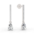 1.11 Carat Pear Shape Dangle Diamond Earrings 14K - White Gold