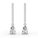1.11 Carat Pear Shape Dangle Diamond Earrings 14K - White Gold