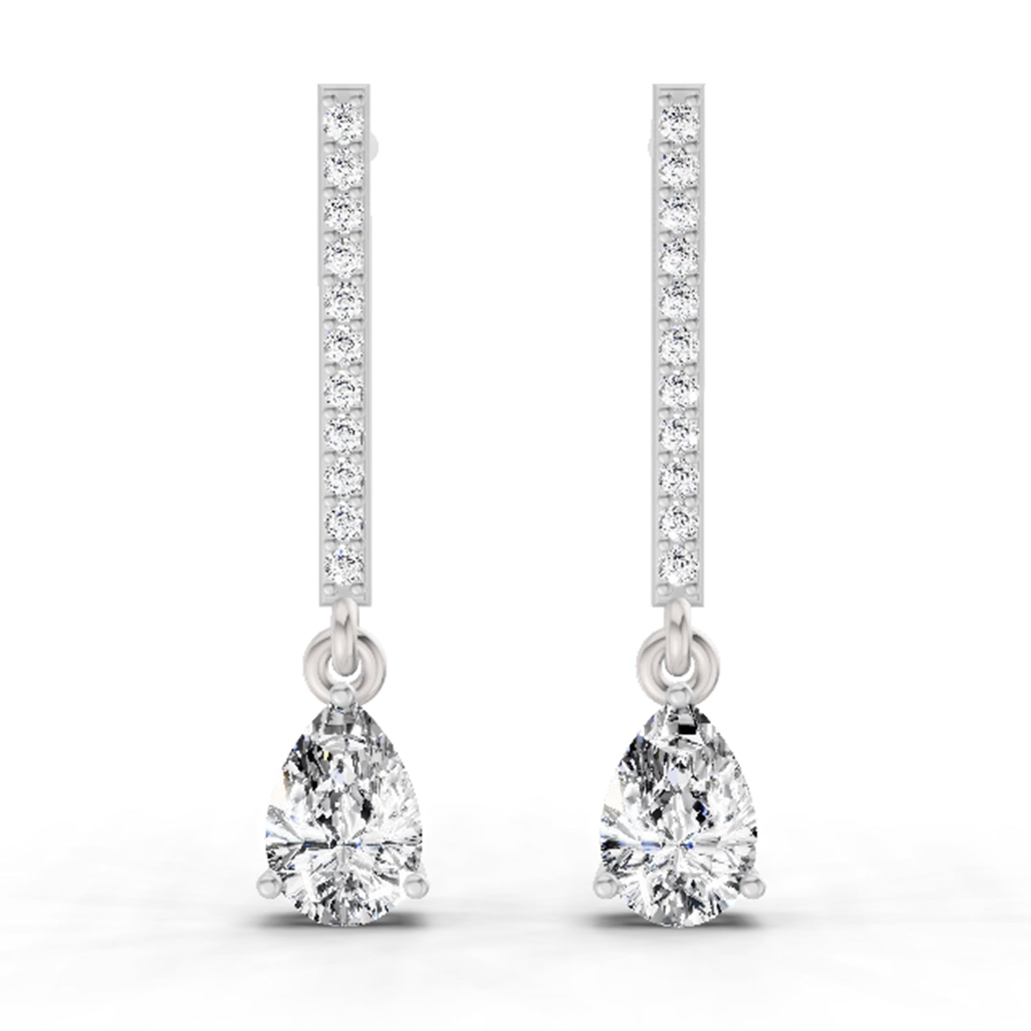 1.11 Carat Pear Shape Dangle Diamond Earrings 14K - White Gold