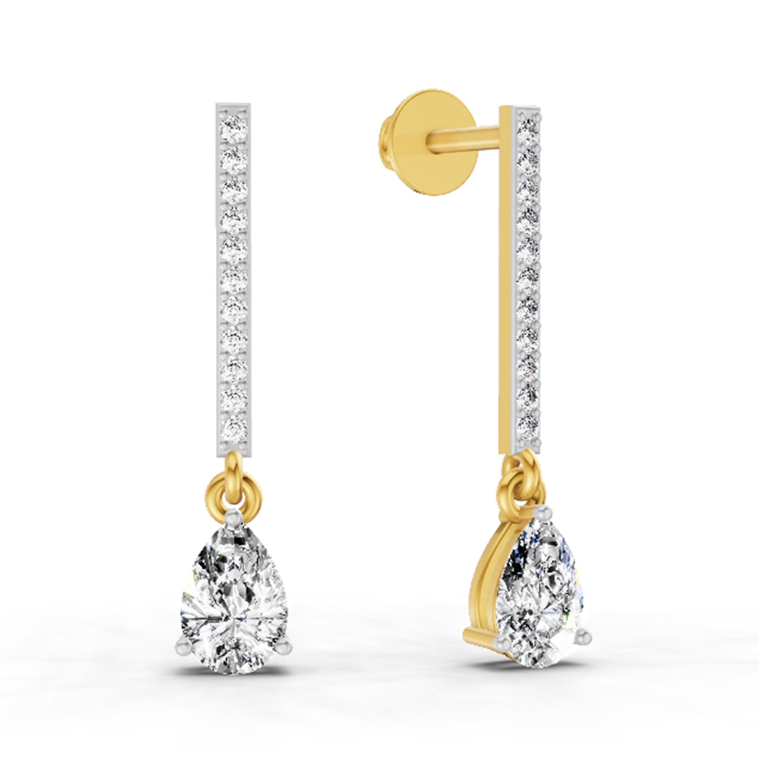 1.11 Carat Pear Shape Dangle Diamond Earrings 14K