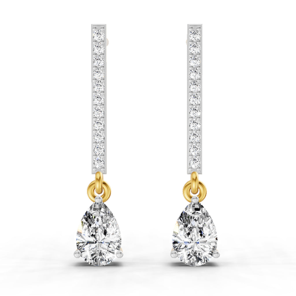 1.11 Carat Pear Shape Dangle Diamond Earrings 14K