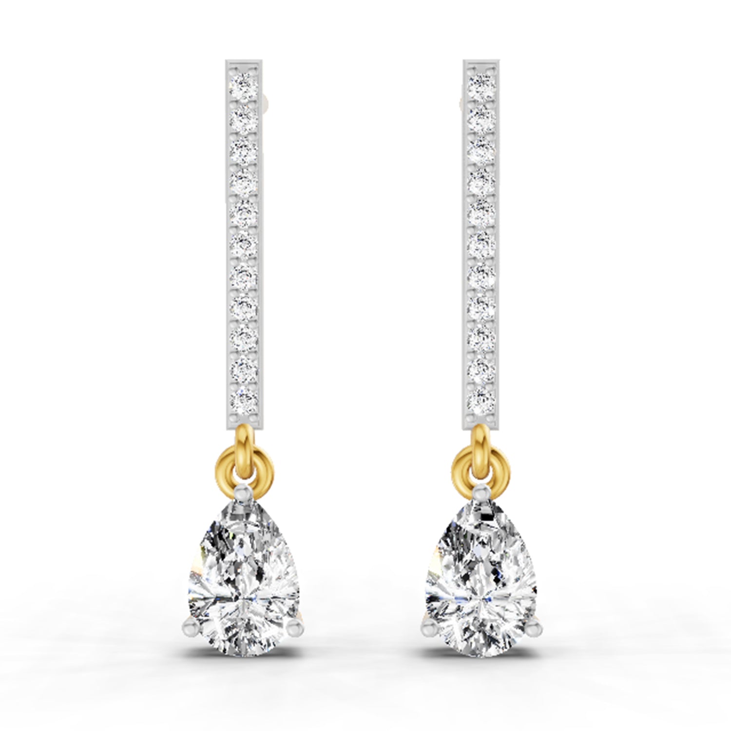 1.11 Carat Pear Shape Dangle Diamond Earrings 14K