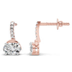 1.13 Carat Oval Shape Dangle Diamond Earrings 14K - Rose Gold