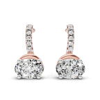 1.13 Carat Oval Shape Dangle Diamond Earrings 14K - Rose Gold