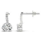 1.13 Carat Oval Shape Dangle Diamond Earrings 14K - White Gold