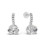1.13 Carat Oval Shape Dangle Diamond Earrings 14K - White Gold