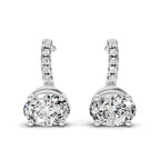 1.13 Carat Oval Shape Dangle Diamond Earrings 14K - White Gold