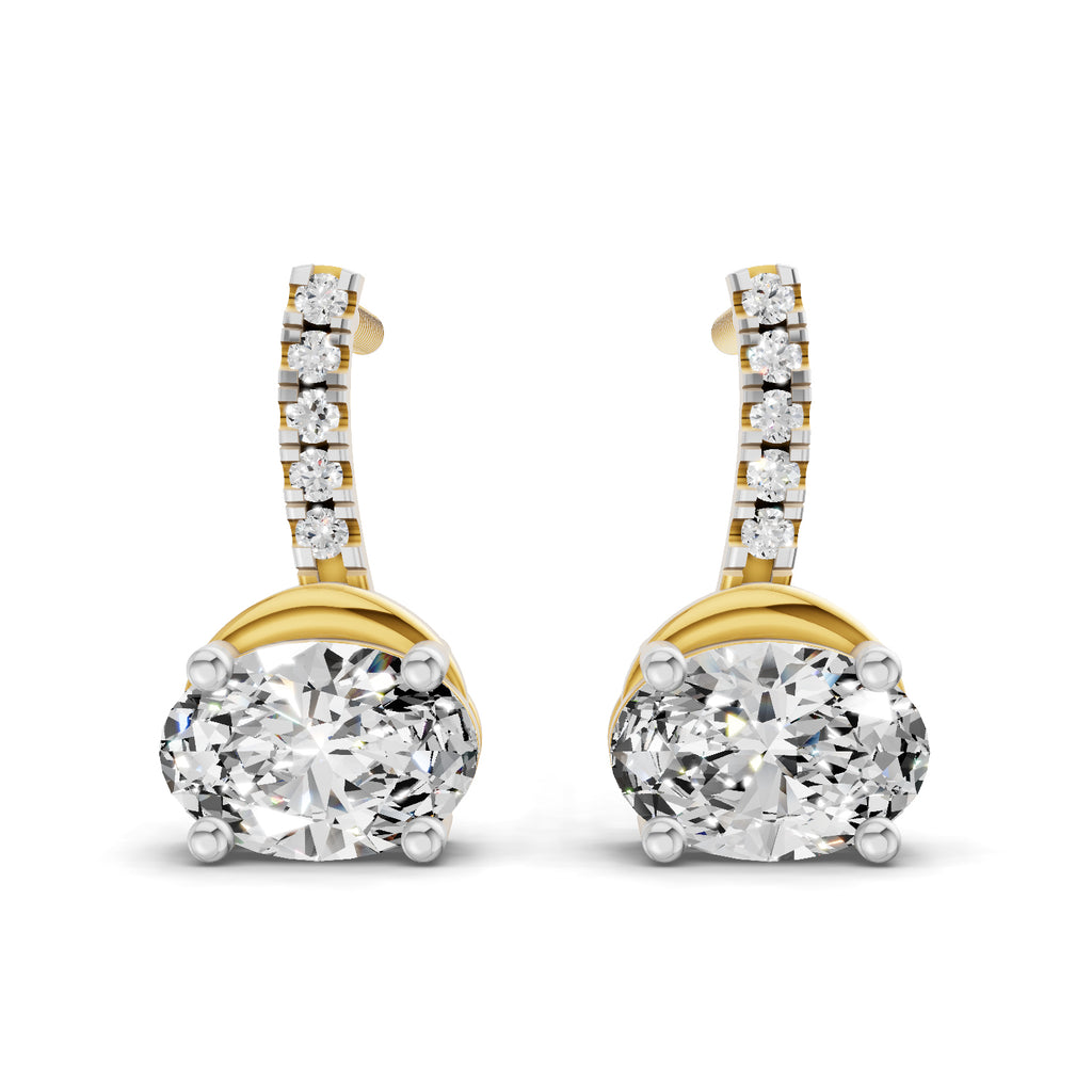 1.13 Carat Oval Shape Dangle Diamond Earrings 14K