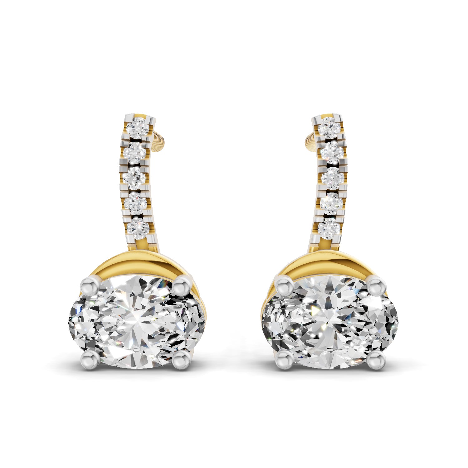 1.13 Carat Oval Shape Dangle Diamond Earrings 14K