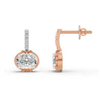 1.14 Ct Drop Oval Shape Diamond Earrings 14K - Rose Gold