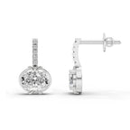 1.14 Ct Drop Oval Shape Diamond Earrings 14K - White Gold