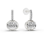 1.14 Ct Drop Oval Shape Diamond Earrings 14K - White Gold